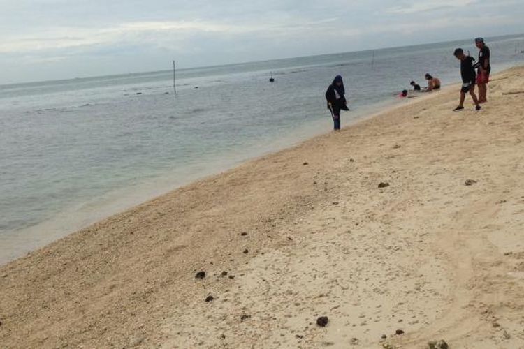Pantai pasir putih membentang di Pulau Panjang, Jepara.
