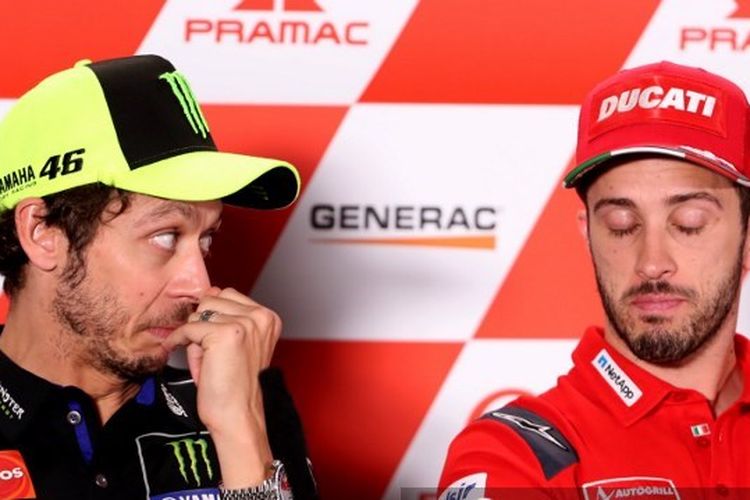 Dua rider MotoGP, Valentino Rossi (kiri) dan Andrea Dovizioso (kanan).