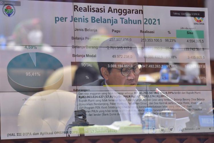 Rapat Evaluasi Pelaksanaan APBN Tahun Anggaran 2021 dan Program Kerja Tahun 2022 Kementerian Desa PDTT pada Selasa (18/1/2022).