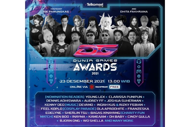 Telkomsel melalui Dunia Games mengumumkan pemenang penganugerahan Dunia Games Awards (DGA) 2021