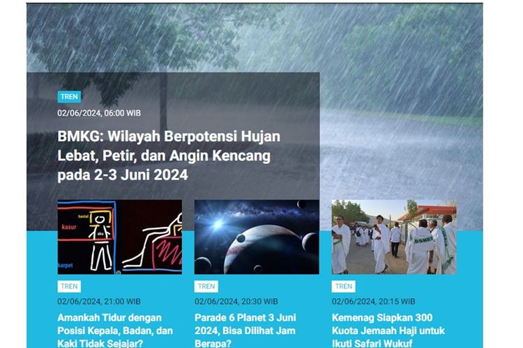 [POPULER TREN] Prakiraan Cuaca BMKG 2-3 Juni | Orang dengan Gangguan Kesehatan Tertentu yang Tak Dianjurkan Minum Air Kelapa