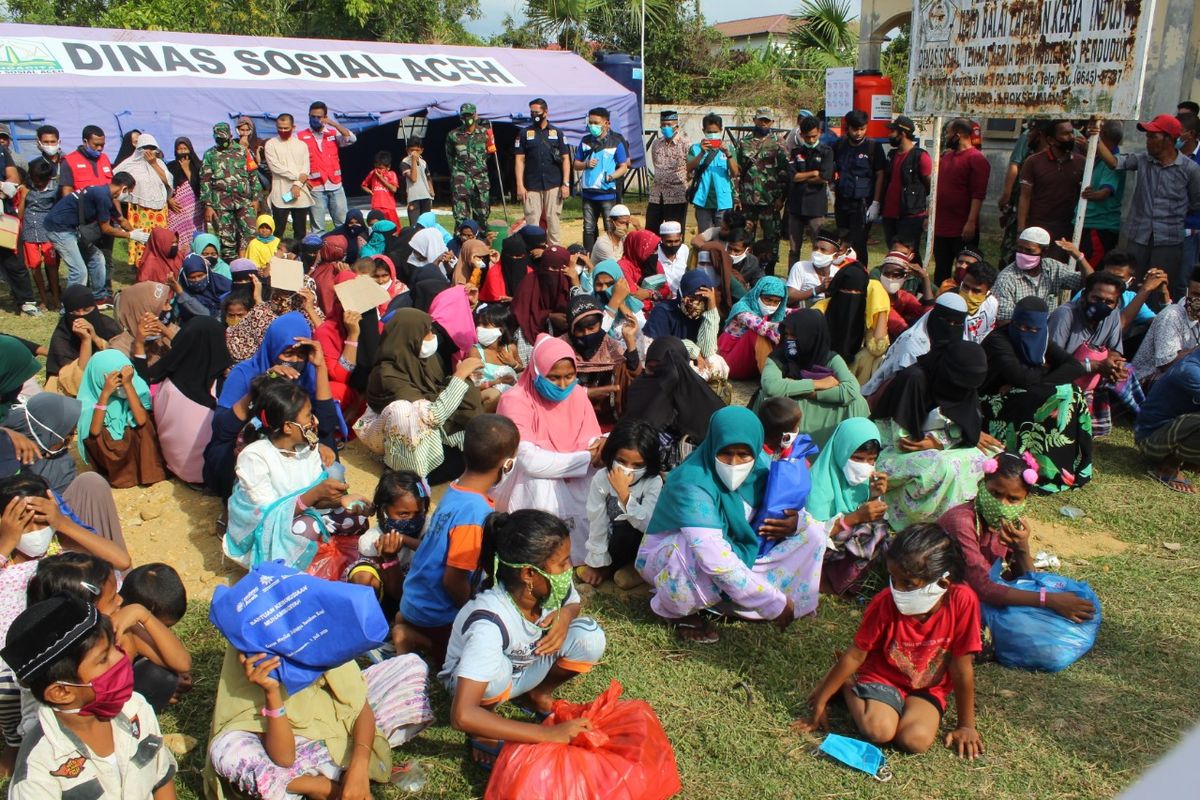 A file image of Rohingya refugees from Myanmar in a temporary shelter in Lhokseumawe in Aceh Province dated July 10, 2020.  