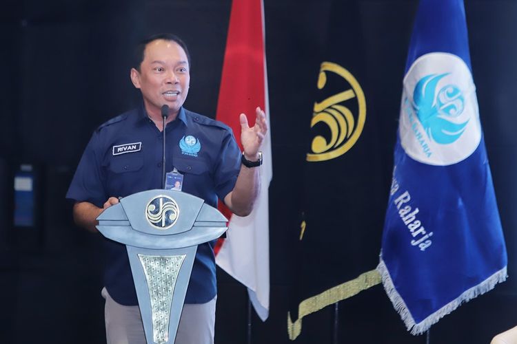 Direktur Utama (Dirut) PT Jasa Raharja (Persero) Rivan A Purwantono saat menghadiri Rapat Kerja Nasional (Rakernas) 2024 yang digelar oleh SPJR di Jakarta dari Rabu (2/10/2024) hingga Jumat (4/10/2024).