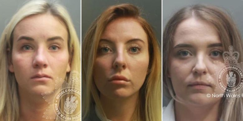 Foto tiga sipir penjara di Wales, (dari kiri ke kanan) Emily Watson (26), Ayshea Gunn (27), dan Jennifer Gavan (27), yang dipenjara karena menjalin hubungan asmara dengan tahahan pria di fasilitas yang sama.