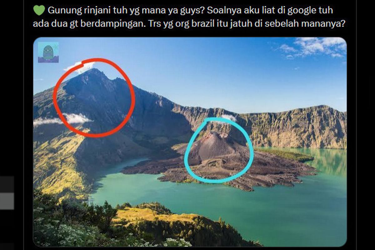 Tangkapan layar kawasan Gunung Rinjani.
