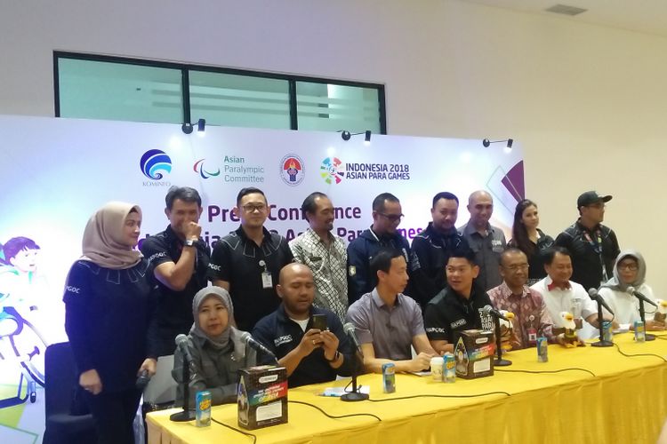 Panitia pelaksana Asian Para Games 2018, Inapgoc menggelar konferensi pers mengenai persiapan Asian Para Games di GBK Arena, Jakarta pada (20/9/2018).