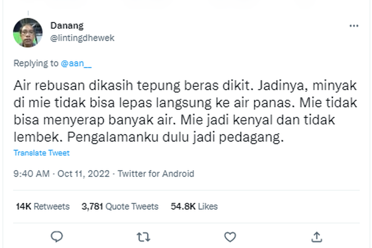 Tangkapan layar resep mi ala Mas Danang