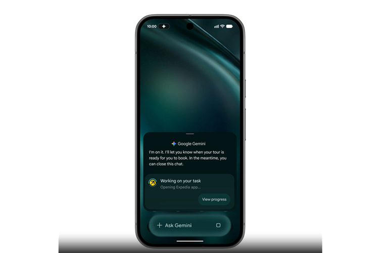 Ilustrasi fitur task automation yang memungkinkan Gemini menjalankan aplikasi atas nama pengguna. 