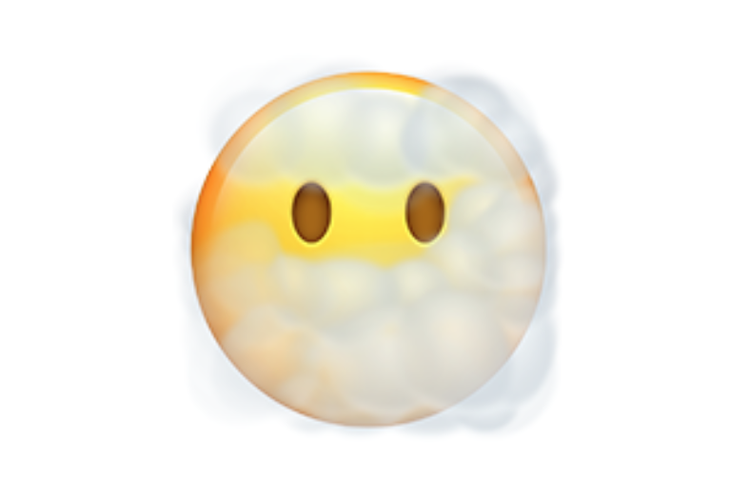 Ilustrasi emoji wajah yang tertutupi awan.