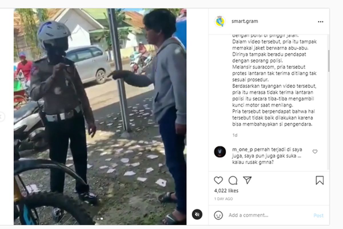 Pemotor protes polisi langsung cabut kunci saat menilang