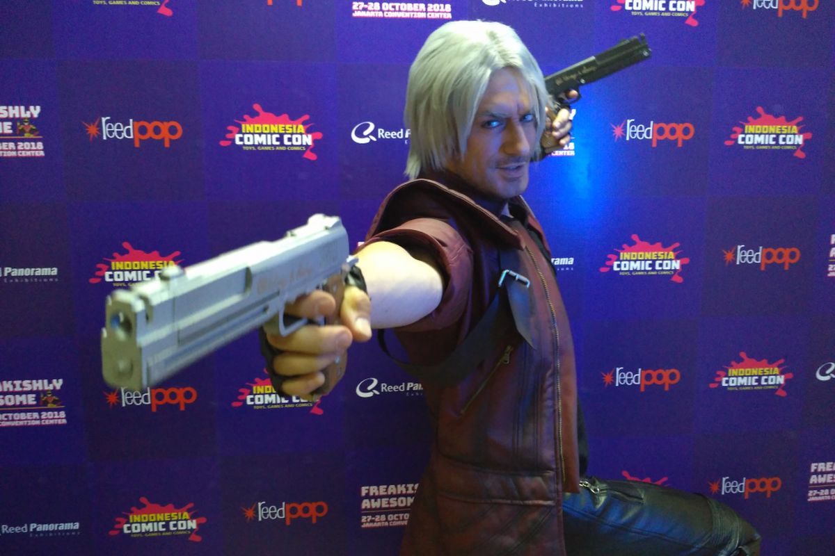 Cosplayer profesional asal Italia Leon Chiro saat ditemui usai sesi diskusi dalam acara Indonesia Comic Con 2018 di JCC, Senayan, Jakarta Pusat, Sabtu (27/10/2018).