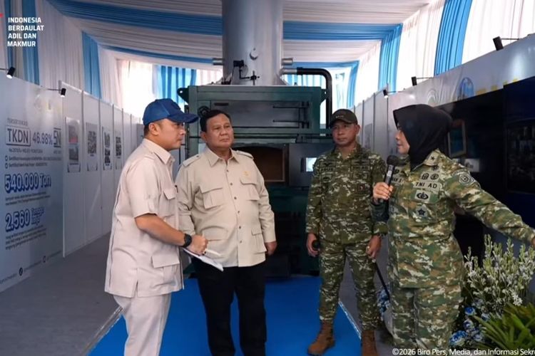 Prabowo Cek Mesin Pemusnah Sampah Sebelum Panen Raya Program TNI