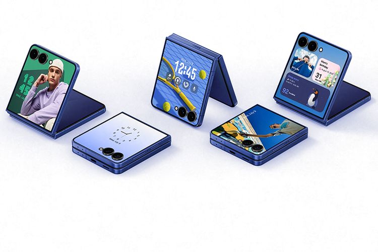 Cover screen Samsung Galaxy Z Flip 7 menampilkan aneka widget