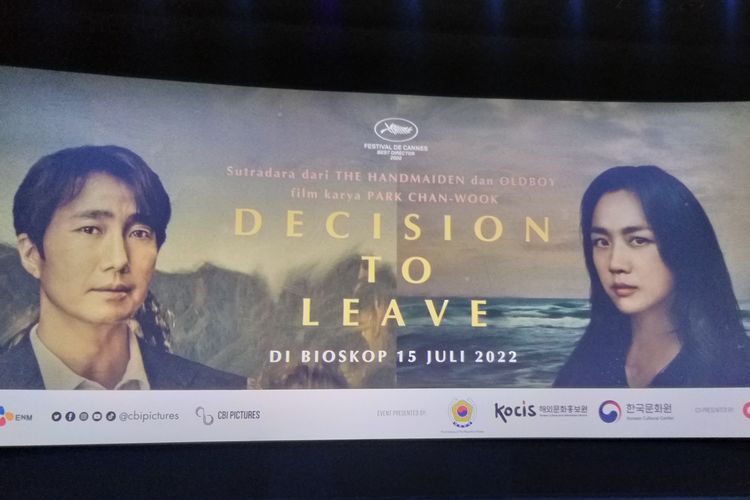 Poster film Decision to Leave saat screening khusus yang digelar KCC Indonesia dan CGV Cinema, di Grand Indonesia, Selasa (12/7/2022).