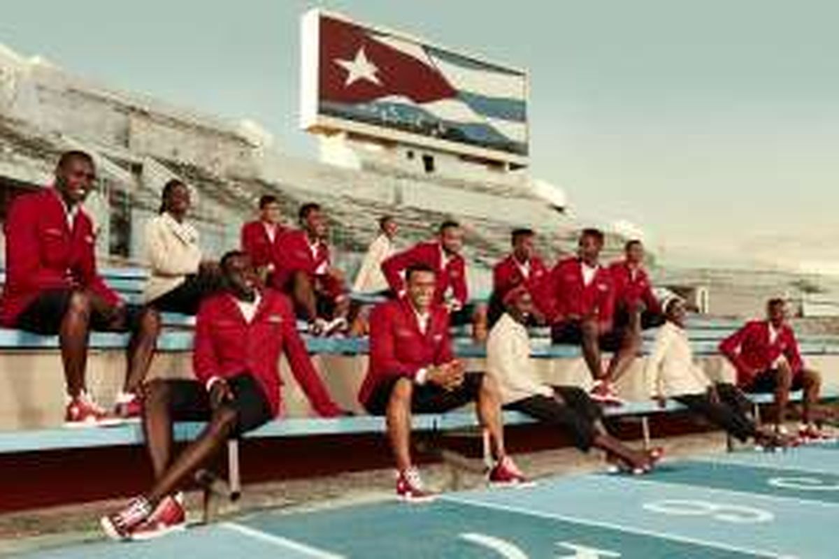 Seragam tim Kuba yang dirancang oleh Christian Loboutin dan Henry Tai