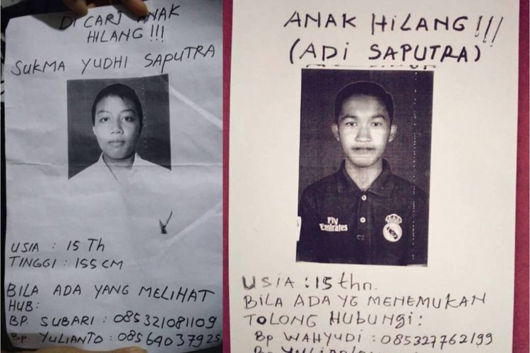 Adi Saputra (15) dan Sukma Yudhi Saputra (15) warga Peterongan Timur No 31 RT 01 RW 6 Kota Semarang hilang kontak seusai berenang di kolam renang Siwarak, Ungaran, Kabupaten Semarang, Minggu (21/5/2017) siang.