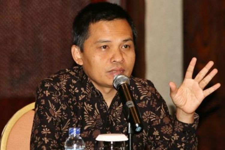 Sekretaris Jenderal MPR Maruf Cahyono memaparkan strategi publikasi MPR kepada wartawan di Pangkal Pinang, Bangka Belitung, Kamis (15/12/2016)