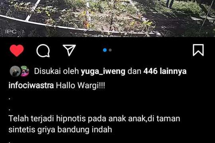 Aksi penculikan seorang anak terkam CCTV di sebuah taman di Komplek Griya Bandung Inda (GBI) Desa Buahbatu, Kecamatan Bojongsoang, Kabupaten Bandung, Jawa Barat, pada Minggu (14/5/2023).