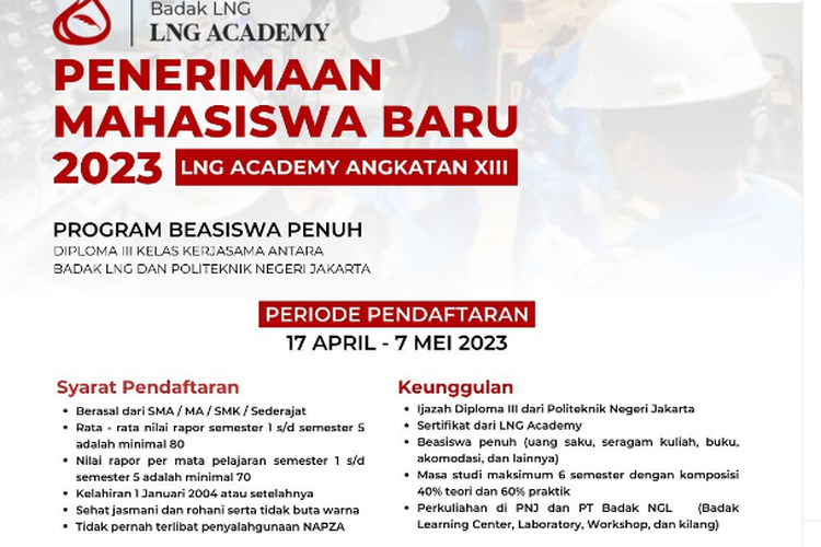 LNG Academy buka beasiswa D3, kuliah gratis dan ada uang saku.