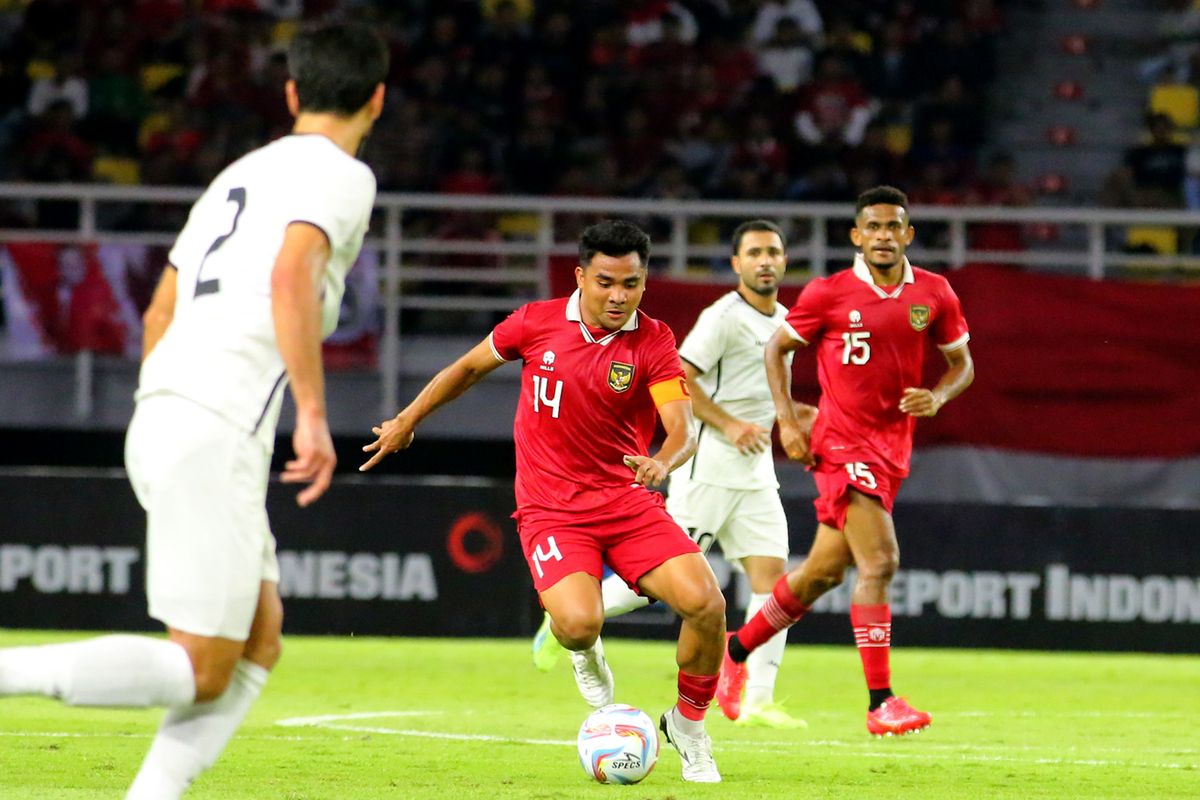 Pemain Timnas Indonesia Asnawi Mangkualam Bahar saat pertandingan FIFA Matchday melawan Turkmenistan yang berakhir dengan skor 2-0 di Stadion Gelora Bung Tomo Surabaya, Jumat (8/9/2023) malam.