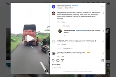 Bahaya Nyata Truk Oleng, Senggol Pengendara Motor hingga Terjatuh