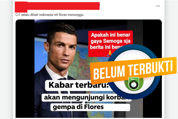 Unggahan yang mengeklaim Ronaldo aka mengunjungi korban gempa di Flores.