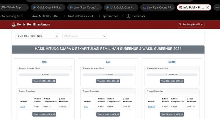 Cara Cek Hasil "Quick Count" dan "Real Count" Pilkada 2024 via Online, Bisa Pakai Ponsel