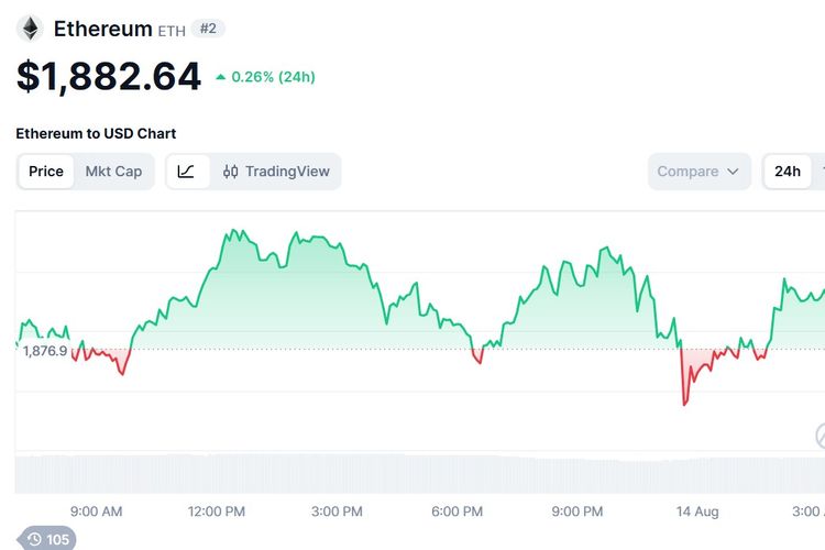 Harga Ethereum Hari Ini 14 Agustus 2026 Naik Didorong Pembelian Institusional