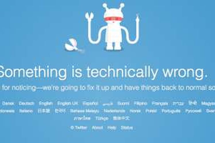 Laman Twitter menampilkan error ketika coba diakses lewat peramban, Kamis (14/42016) pagi