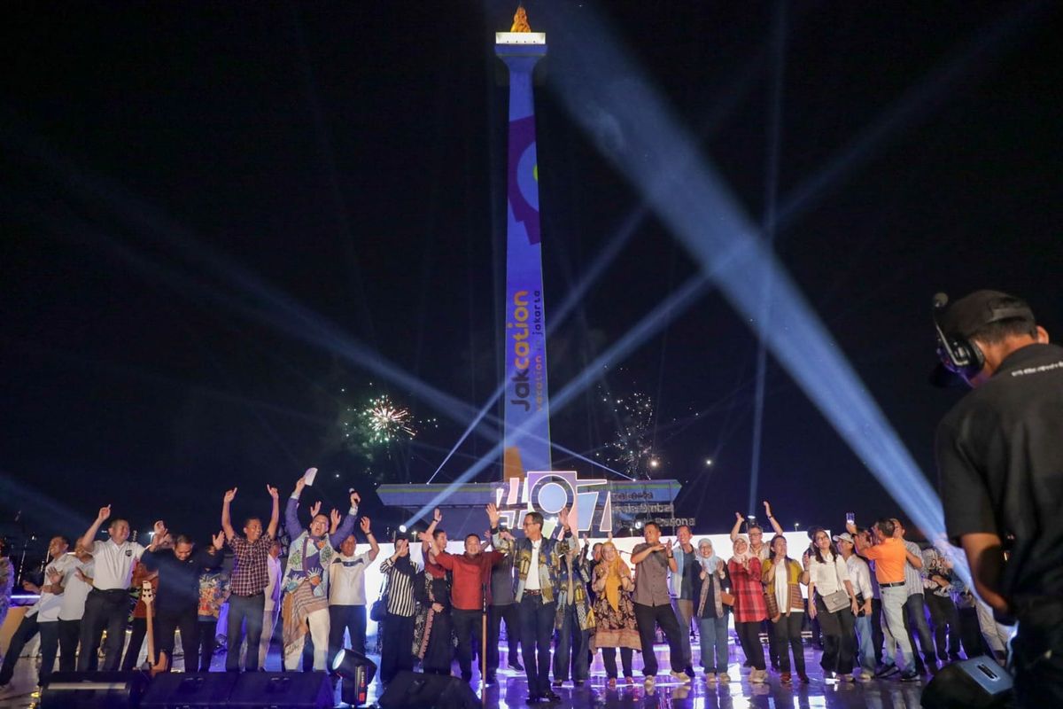 Kemeriahan Malam Jaya Raya pada perayaan HUT ke-497 HUT Jakarta, Sabtu (22/6/2024).