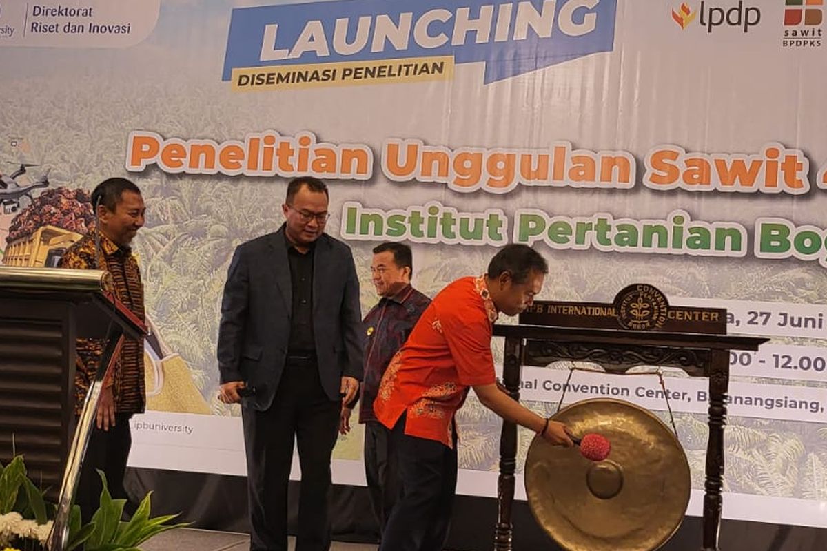 Launching Hasil Penelitian Unggulan IPB, Sawit 4.0 yang digelar Direktorat Riset dan Inovasi IPB University di IPB International Convention Center, Bogor, Selasa (27/6/2023).