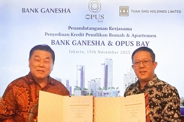 Penandatangan Nota Kesepahaman (MoU) penyediaan kredit kepemilikan rumah dan apartemen, antara PT Goodworth Investments (Opus Bay) yang merupakan anak perusahaan dari Tuan Sing Holdings Limited dengan Bank Ganesha.