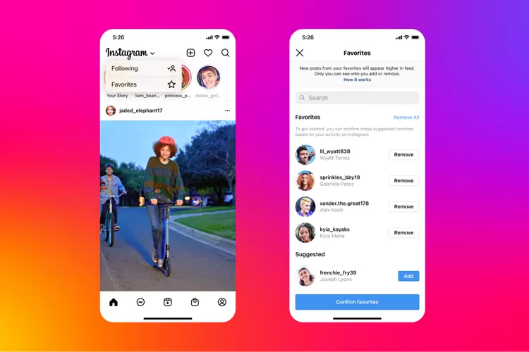 Ilustrasi timeline Instagram yang berubah jadi berbasis algoritma pada 2016. Namun, pada 2022, IG merilis timeline Following dan Favorites sebagai alternatif.
