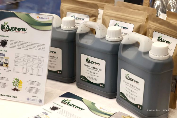 BA Grow, merek produk kalium humat yang dikomersialisasikan Bukit Asam (PTBA) yang dikembangkan bersama Universitas Gadjah Mada (UGM).