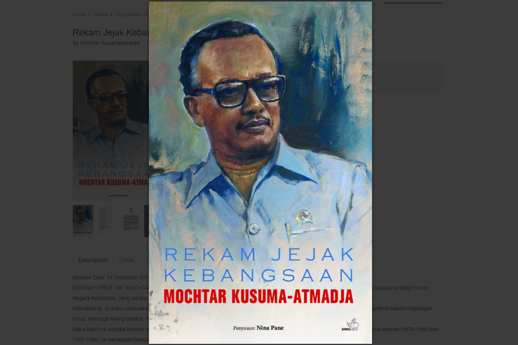 Tangkap layar sampul buku Rekam Jejak Kebangsaan Mochtar Kusumaatmadja, terbitan Kompas Penerbit Buku, pertama kali dilansir pada 14 Desember 2015.
