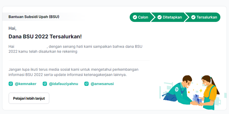 Notifikasi BSU 2022 tersalurkan