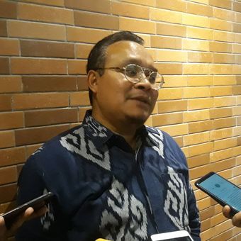Anggota Ombusdman Robert Na Endi Jaweng dalam sebuah diskusi di kawasan Cikini, Jakarta Pusat, Kamis (20/2/2020).