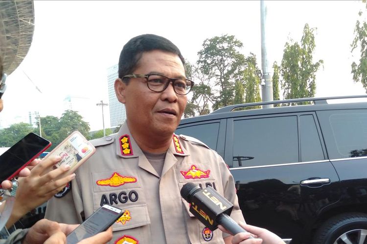 Kabid Humas Polda Metro Jaya, Komisaris Besar Argo Yuwono di Stadion Utama Gelora Bung Karno, Jakarta Pusat, Rabu (10/7/2019)