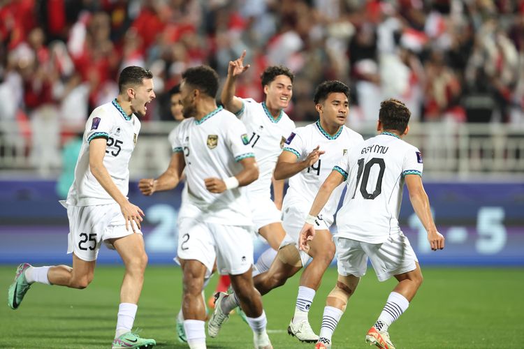 Momen perayaan gol Asnawi Mangkualam dalam laga Grup D Piala Asia 2023 antara timnas Indonesia vs Vietnam di Stadion Abdullah bin Khalifa, Doha, Qatar, Jumat (19/1/2024).