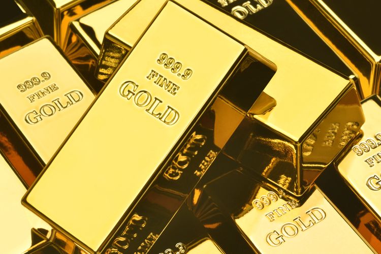 Ilustrasi emas, emas batangan.