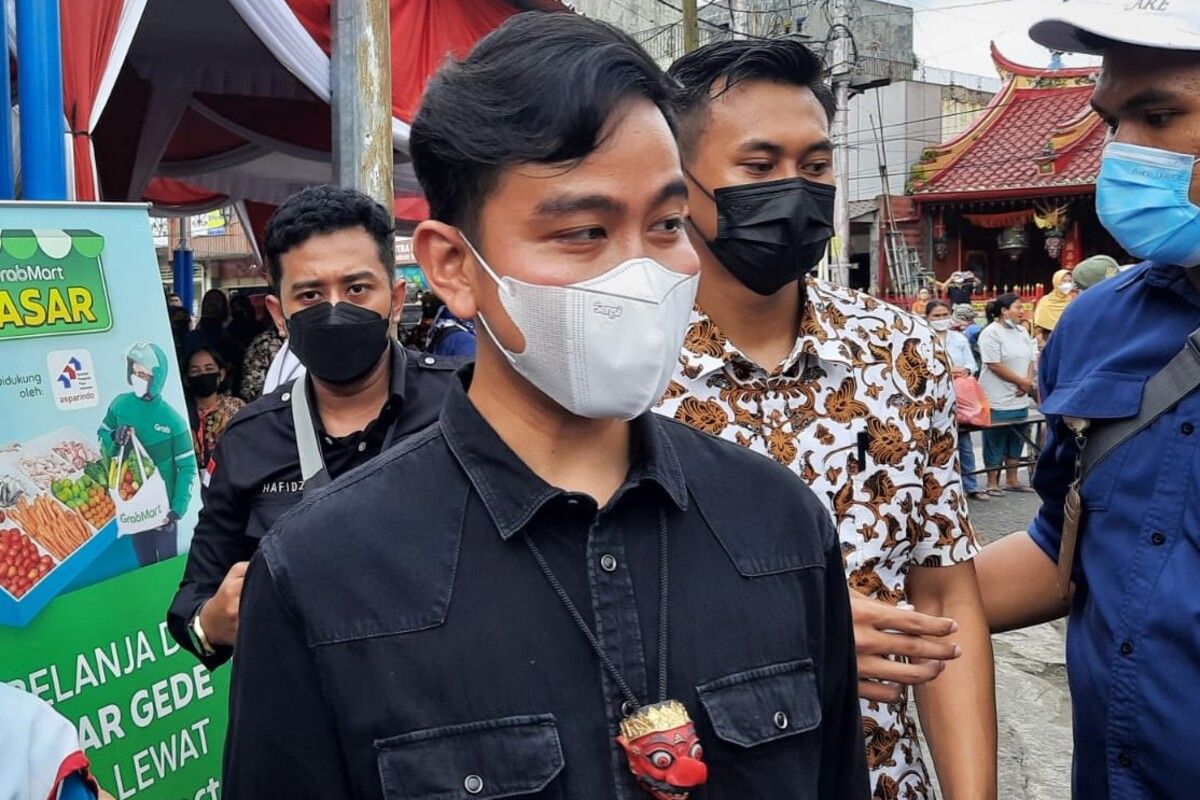 Wali Kota Solo Gibran Rakabuming Raka di Pasar Gede Solo, Jawa Tengah, Kamis (26/5/2022).