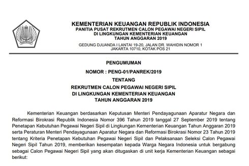 Info CPNS 2019 Kemenkeu, dari Formasi, Unit Penempatan hingga Lokasi Tes