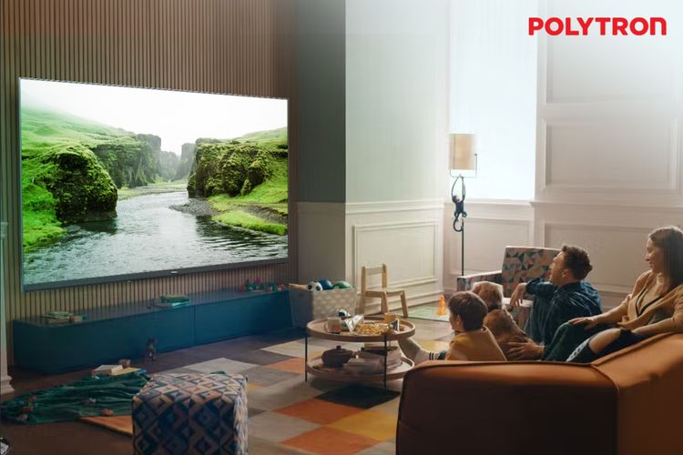 Polytron menghadirkan TV layar besar seri Mini LED Quantum PLD 75UV5903. 