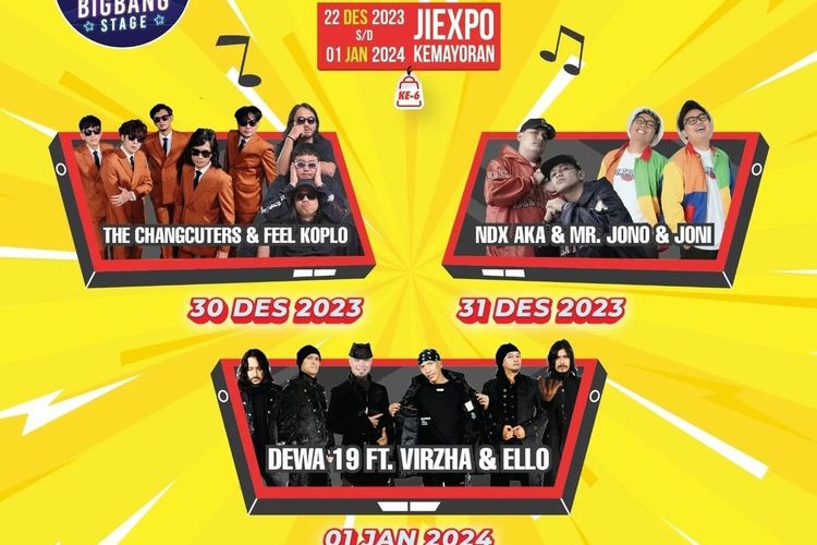Big Bang Festival 2023 resmi dibuka mulai 22 Desember 2023 hingga 1 Januari 2024 di JIExpo Kemayoran, Jakarta Pusat. 