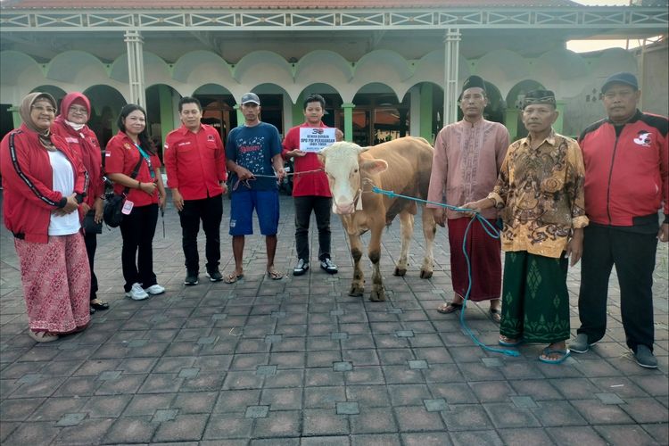 DPC PDIP di 38 kabupaten dan kota se-Jawa Timur (Jatim) menyalurkan hewan kurban, baik sapi maupun kambing, di masing-masing wilayahnya.
