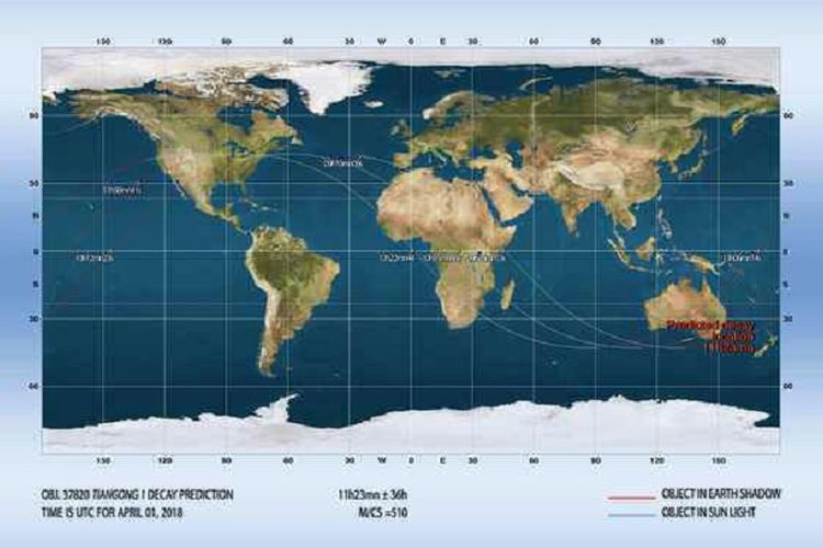 Prediksi terbaru kejatuhan tiangong-1