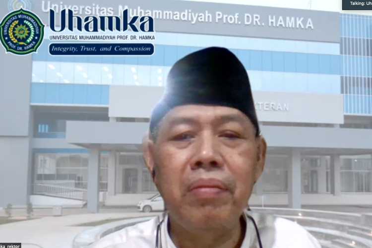 Rektor Universitas Muhammadiyah Prof. Dr. Hamka (Uhamka), Prof. Gunawan Suryoputro, dalam diskusi daring, Selasa (16/2/2021).