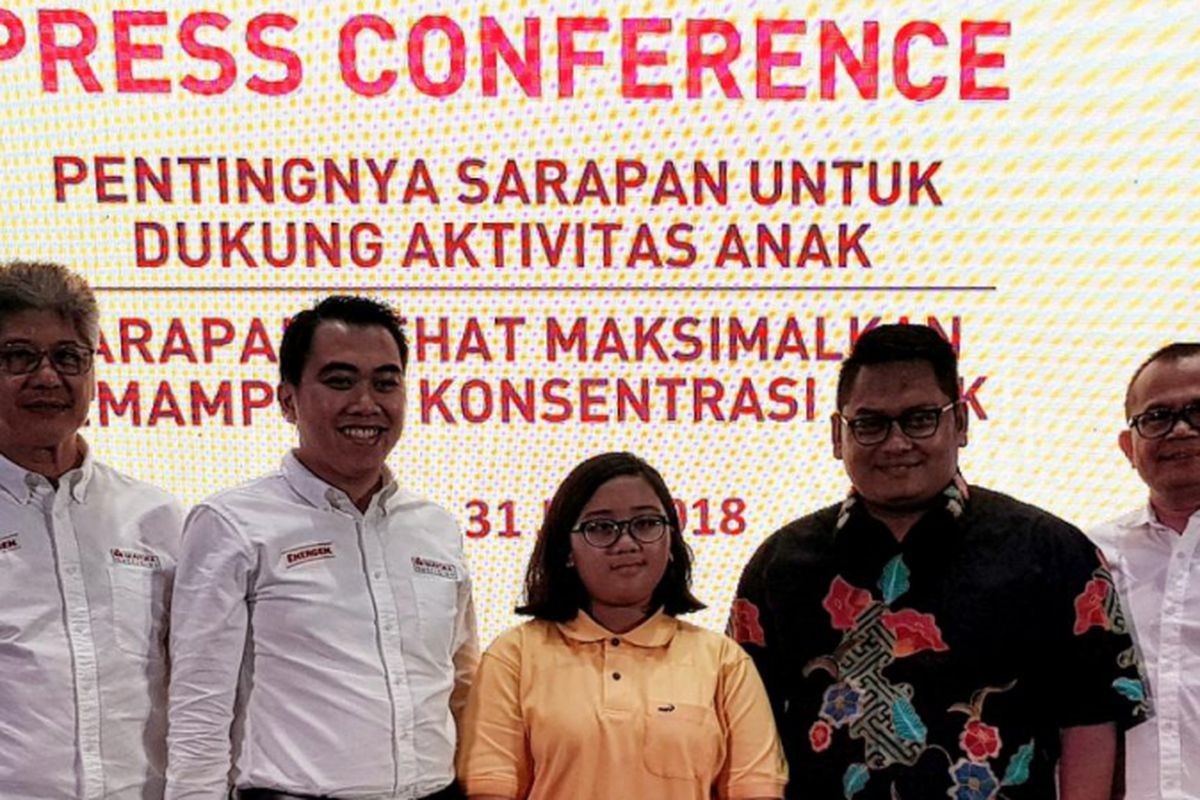 Konferensi pers kampanye ?Sarapan Bernutrlsi Agar Perut Terisl Slap Konsentrasi dari Energen, Jakarta, Selasa (31/7/2018). 