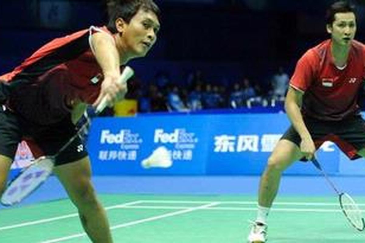 Ganda putra Indonesia, Muhammad Ahsan (kiri) dan Alvent Yulianto Chandra.