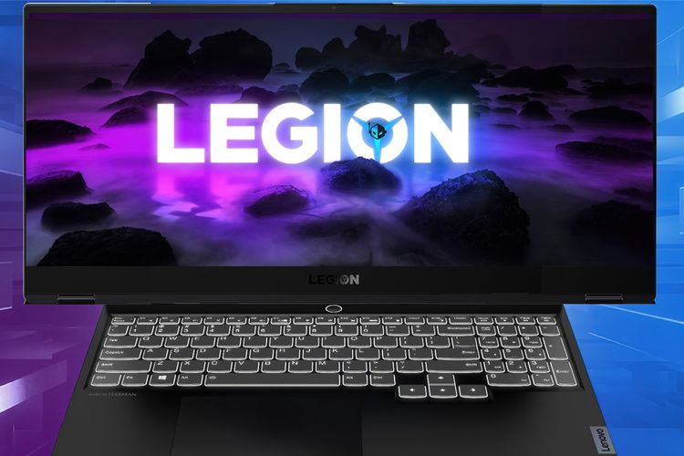 Ilustrasi laptop Lenovo dengan layar ultrawide yang bisa digulung